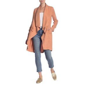 NEW Max Jeans Pastel‎ Orange Long Shirt Jacket Drapey Open Tie Waist Shacket